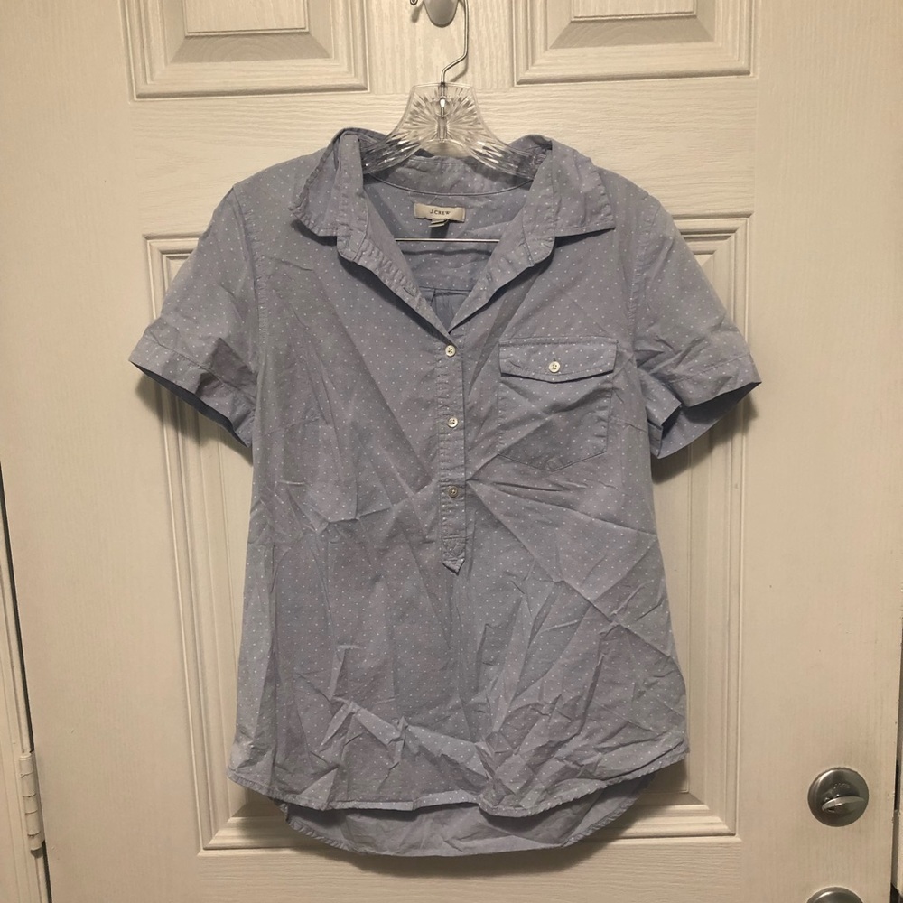 Jcrew light blue shirt with buttons 3/4 way down